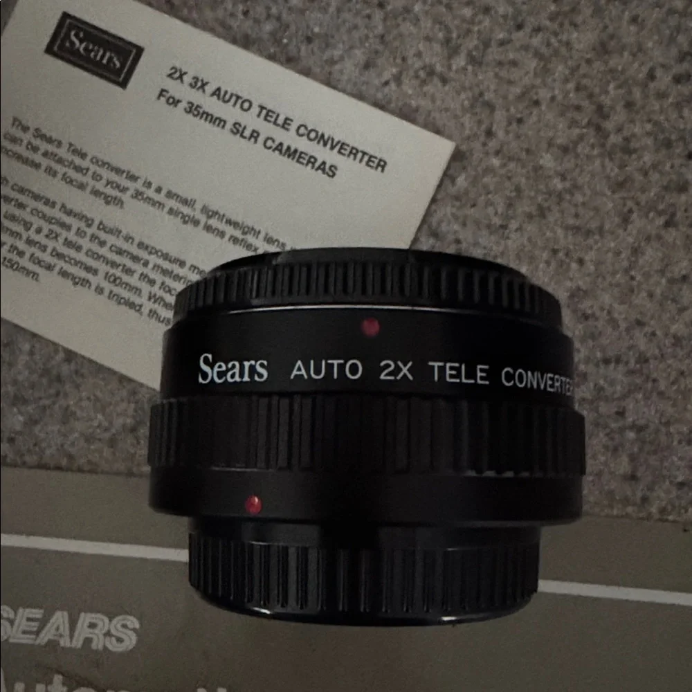 Sears Black Macro Zoom Lens and 2x tele converter with case, Canon mount